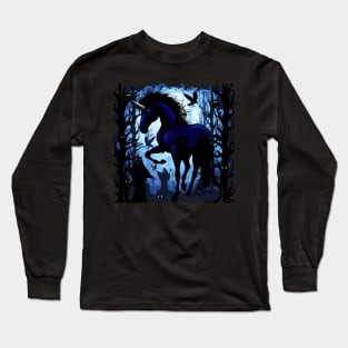 Unicorn Black Magic, Dark Side Demonic Fantasy Creature Long Sleeve T-Shirt